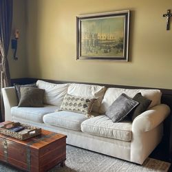 FREE.   MUST PICK UP Pottery Barn Sofa.  Cream.  W 112” x 38 deep