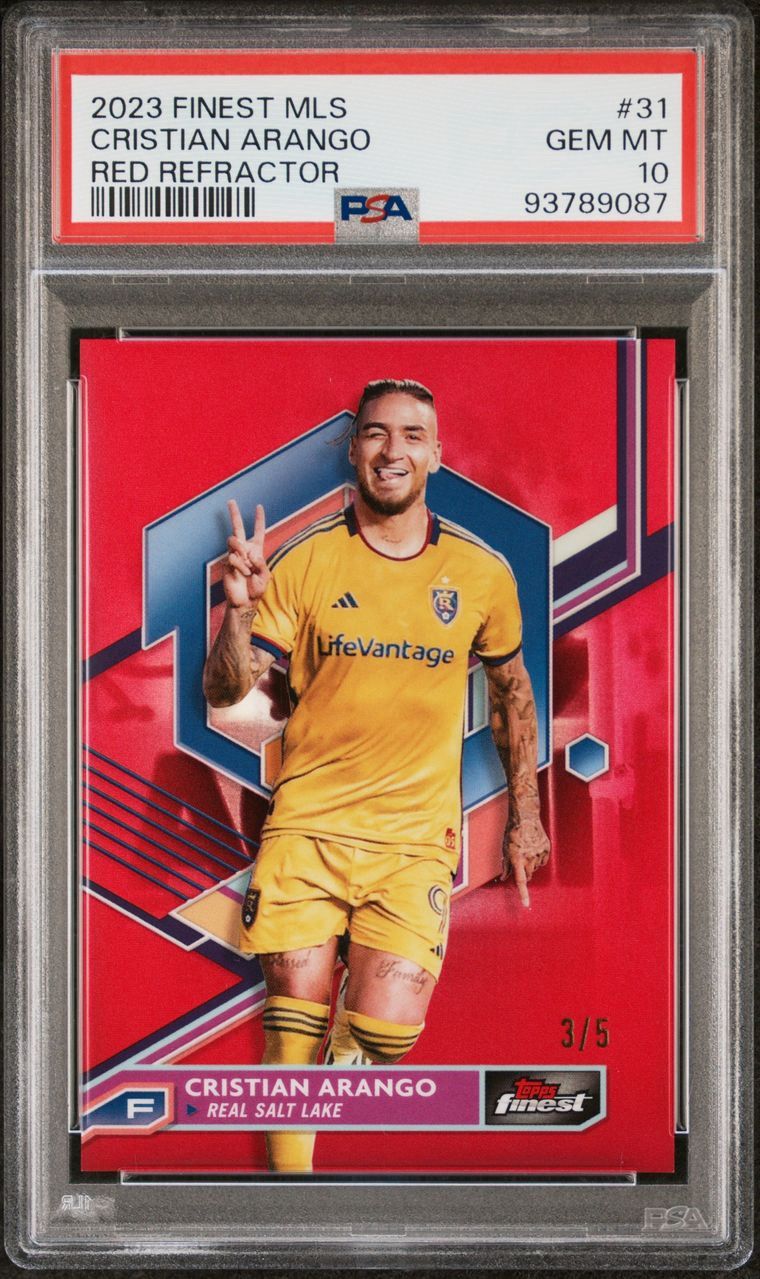 2023 Topps Finest MLS Cristian Arango Red Refractor /5 PSA 10 Real Salt Lake 