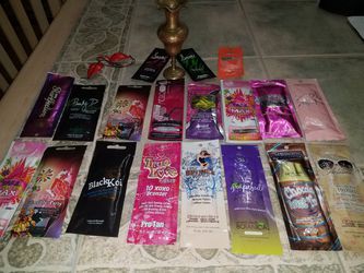 17 packets of tanning lotions samples and a free gift