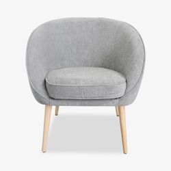 Modern Gray Accent Chair – Upholstered Charlton Armchair with Wooden Legs, Living Room or Bedroom Seating – Open Box Never Used