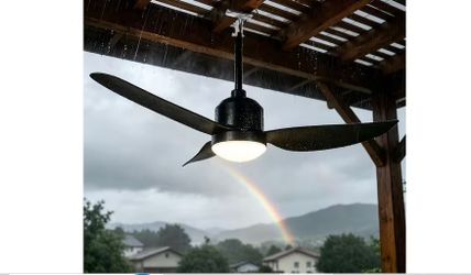 42 in. Indoor/Outdoor Matte Black Waterproof Ceiling Fan with Light and Remote 