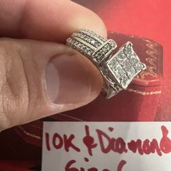 10K Solid White Gold Diamonds 💎 Wedding Ring Size 6