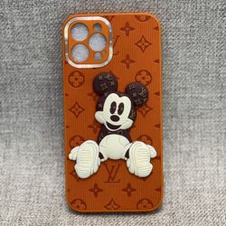 Fashion Phone Case Style 10 - 3D Stitting Mickey Mouse in Orange Color 