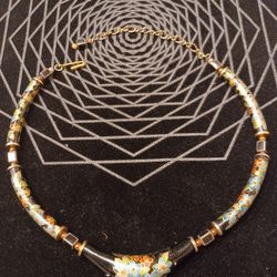 1 Of A Kind 80's Antique Japanese Handpainted Women's Choker Necklace 