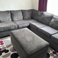 Charcoal Sectional Sofa with Ottoman