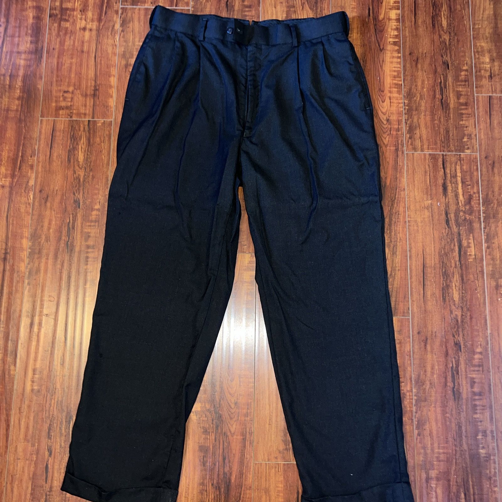 Mens Louis Raphael Luxe Black Dress Pants Poly Wool, 36X inseam 30 Preowned!!  