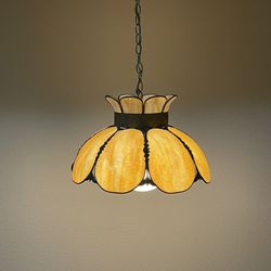 Vintage Bent Glass Swag Lamp 