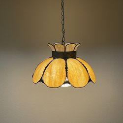 Vintage Bent Glass Swag Lamp 