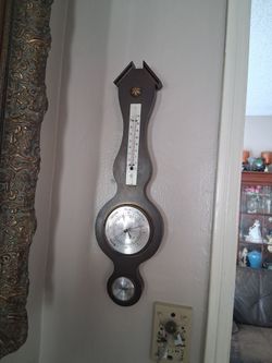 vintage mid-century banjo-style 3-in-1 wall weather station