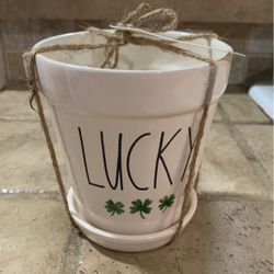 Rae Dunn LUCKY Ceramic Planter Pot