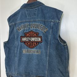Harley Davidson Jean denim Vest Jacket Size xL 