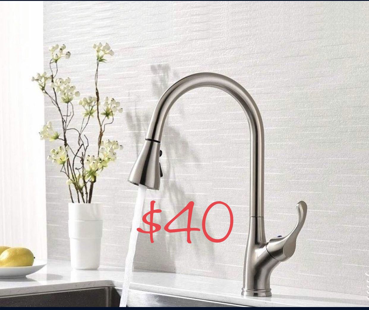 New Kitchen Faucet Brushed Nickel /Stainless Steel Finish- (for Single Hole Installation )
