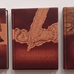 3 Leather Bound 1960s Books: Civil War, Founders Freedom, American Liberty Milestones