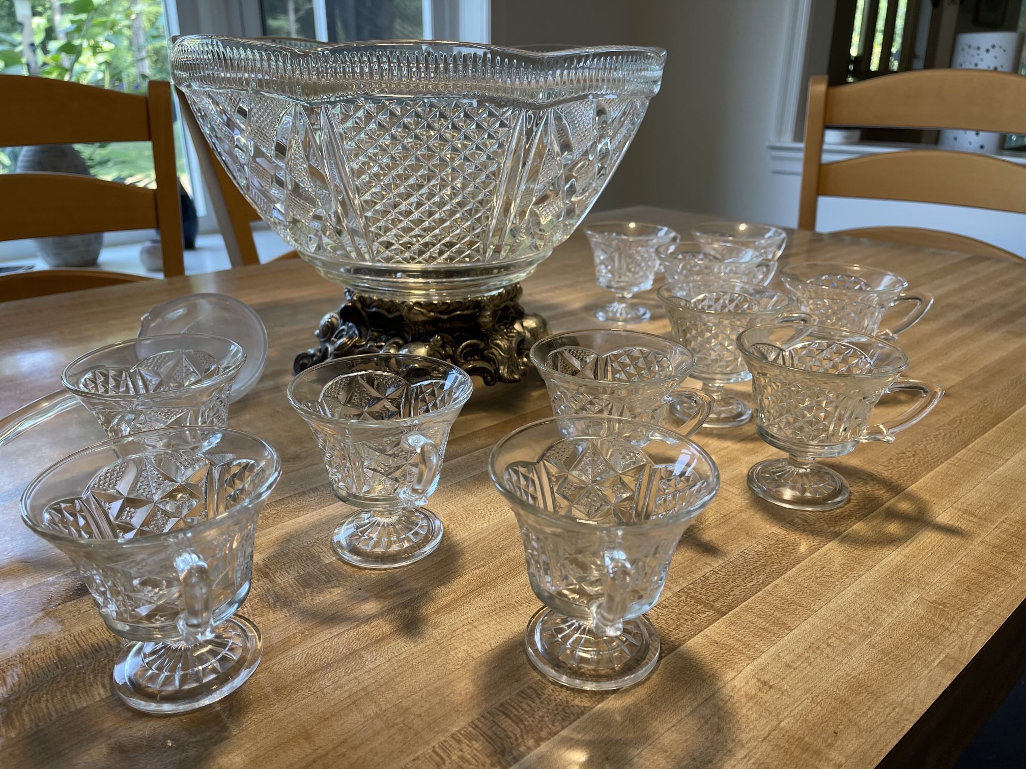 ANTIQUE PUNCH BOWL SET- PITMAN-DREITZER DIVISION OF LANCASTER COLONY CORP. PUNCH BOWL SET
