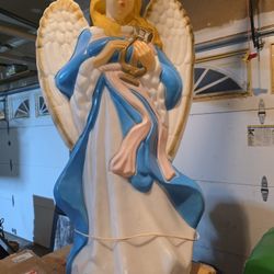 Vintage Santa’s Best 36” Lighted Christmas Angel Blow Mold – Works – Rare Harp Version