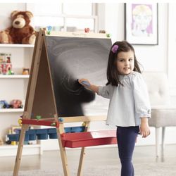 Melissa & Doug Deluxe Standing Art Easel - Dry-Erase Board, Chalkboard,  Paper Roller