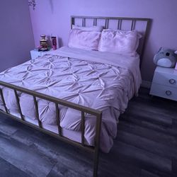 Full size gold metal bed frame and base