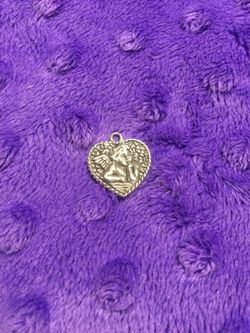 Silver angel heart charm
