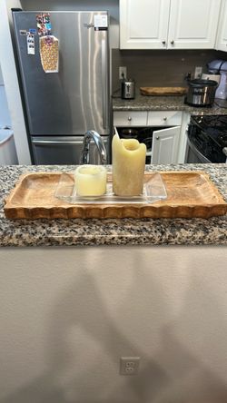 Wooden Decorative Tray with Candles