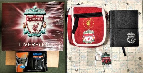 LIVERPOOL FC Collectible items, New Canvas Logo Artwork, New Wireless Courtesy Car Door Light, New Belt Hand Bag, New Book Note, New Keychain, Used Me