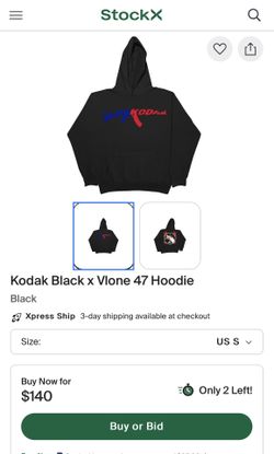 Vlone X Kodak Black Ak47 Hoodie Black Size Small