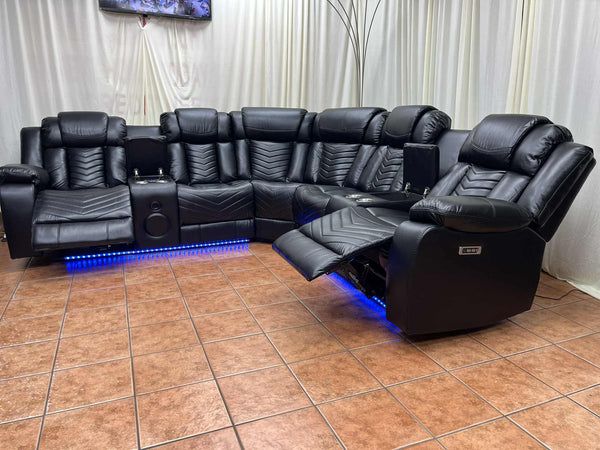 Power Reclining Sectional With Blutooth Speakers and LED Lights