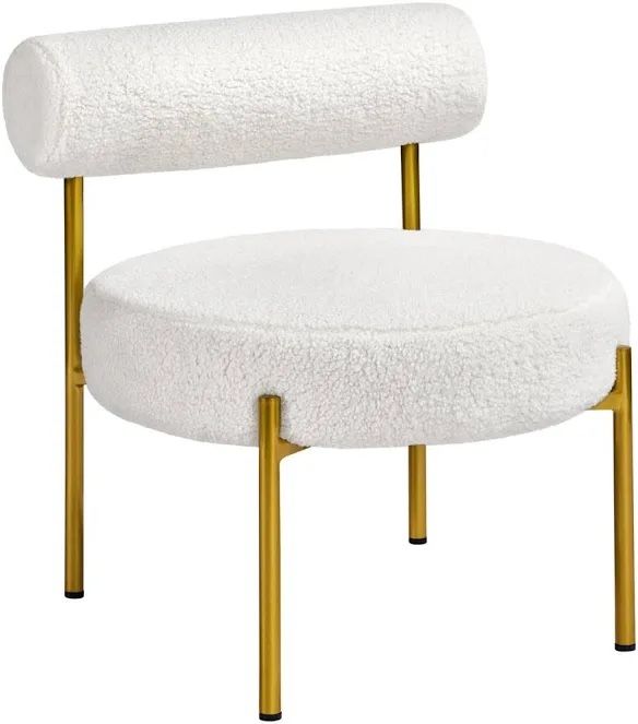 Boucle Accent Chair with Gold Metal Legs