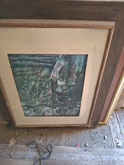 Framed Abstract Landscape Painting