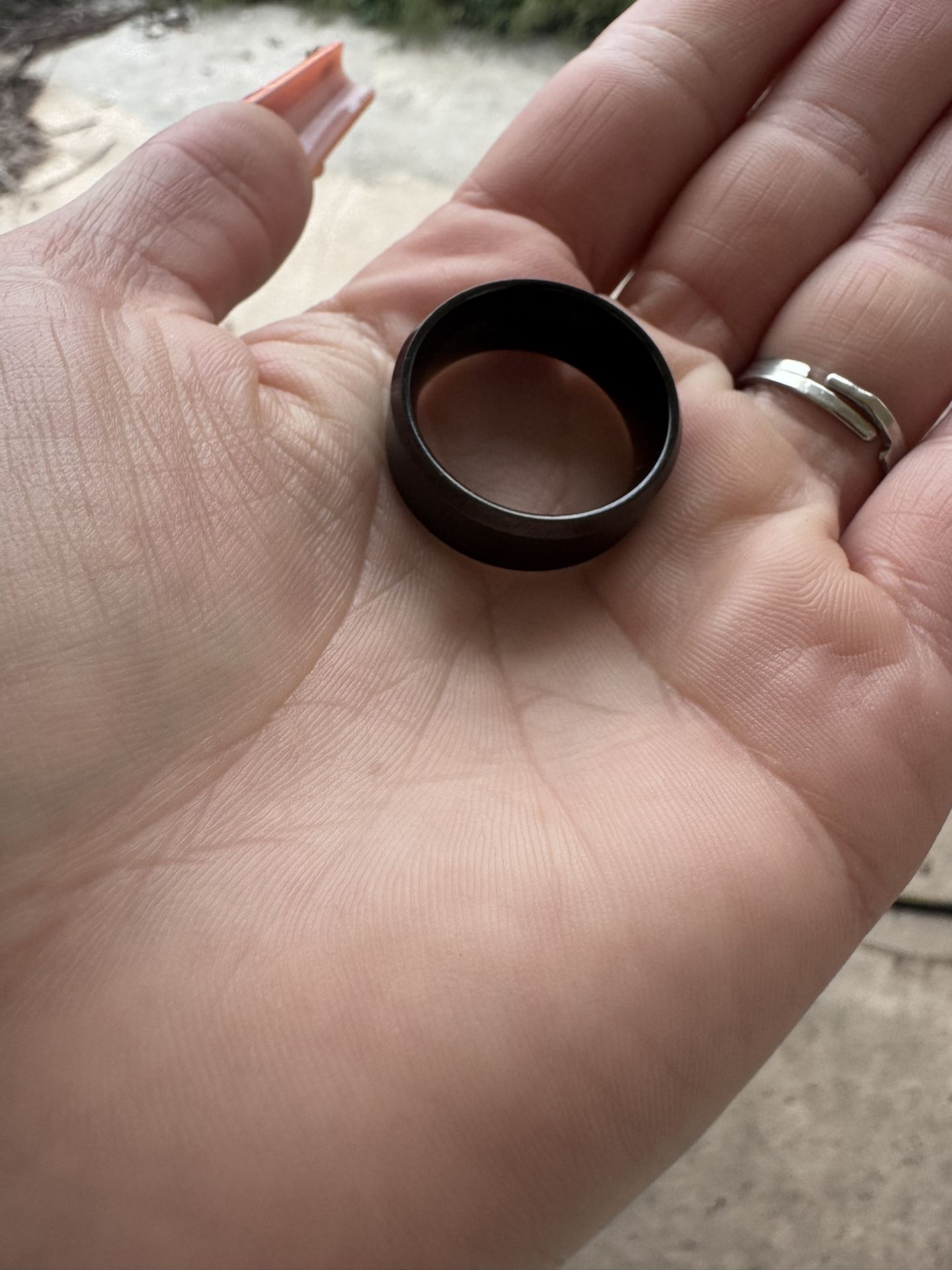 Tungsten Carbide Ring – Size 10.5 – Brushed Black with Polished Edges