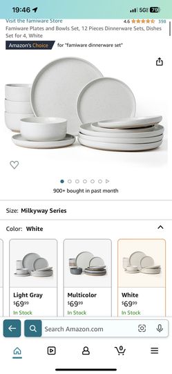 Plates and Bowls Set, 12 Pieces Dinnerware Sets, Dishes Set for 4, White