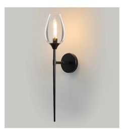 Black Wall Sconce with Clear Glass Shade