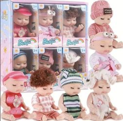 6 Mini Dolls Set, Lifelike Realistic Newborn Realistic 4 Inch Baby Dolls with Animal,