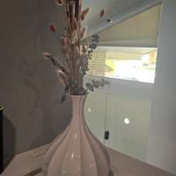 Large Vase With Dried Floral Arrangement 