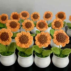 Crochet Mini Sunflower In Pot