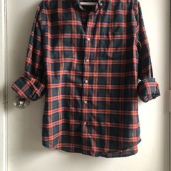 St. John’s Bay orange & green plaid long sleeve button down