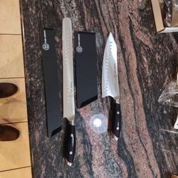 Set of Two, Schmidt Bros. 11" Slicing Knife and 8" Chef's Knife.