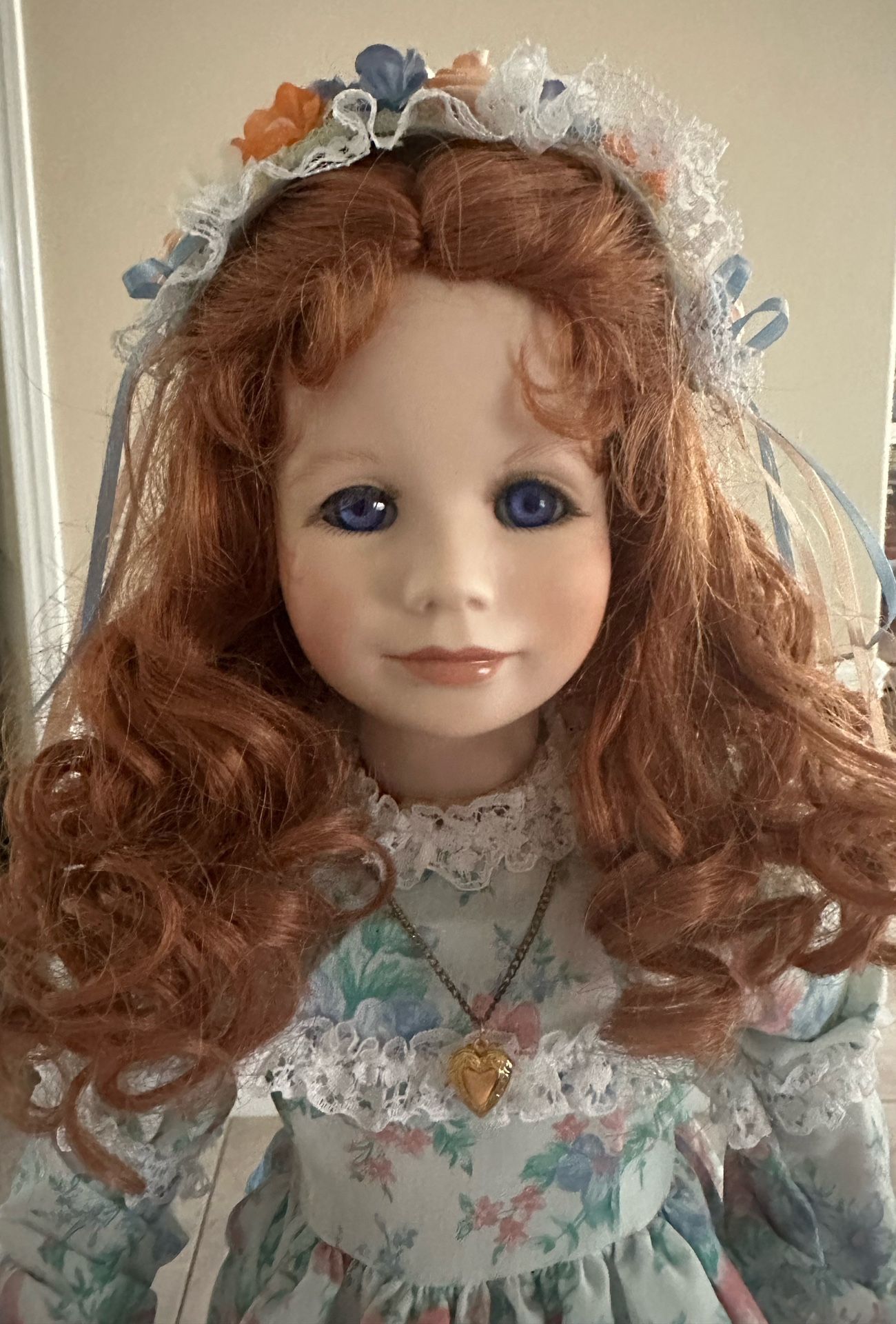 Vintage 21” Elegant Porcelain Red-head Doll