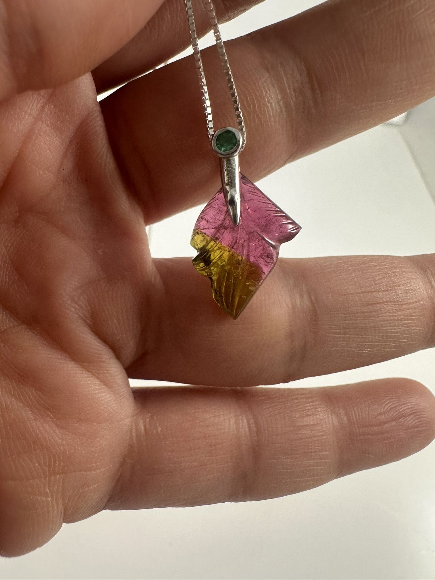 Watermelon Tourmaline And emerald Pendant