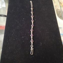 Sterling Silver Bracelet with Amethyst Stone 