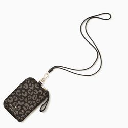 Kate Spade Leopard Print Lanyard Card Holder ID Case