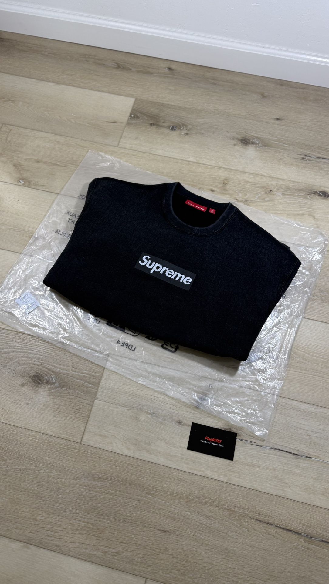 Supreme Washed Black Box Logo Crewneck