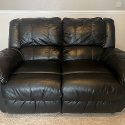 Black Leather Reclining Loveseat 