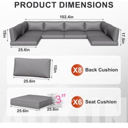 New, 14 Pieces Cushion Replacement ( Only Cushion, Beige/grey/black
