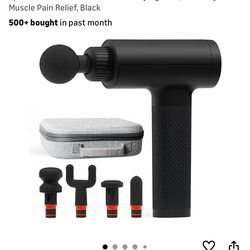 Sharper Image Deep Tissue Percussion Massage Gun, Powerboost Rechargeable Handheld Massager, 6 Adjustable Speeds, 5 Attachment Heads & Carrying Case, 