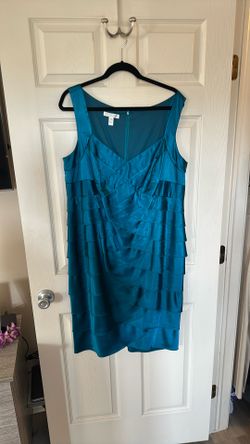 16W Turquoise Satin Dress