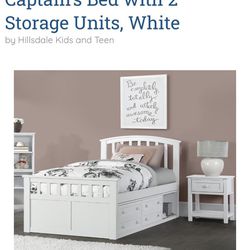 Twin Size White Captain Storage Bed.          Very Good Quality.