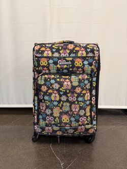 Lily Bloom Owl Pattern Suitcase with Wheels