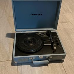 Crosley Blue Suitcase Vinyl Record Player with Speakers and Wireless Bluetooth
