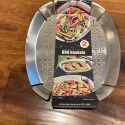 2 BBQ Stainless Steel Baskets
