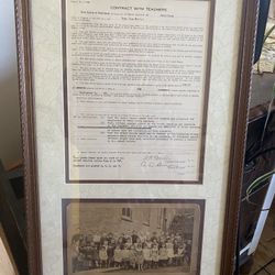 Beautiful Framed Teacher Co Tract From 1933!
